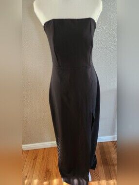 Custom Made Black Strapless Formal Gown Size M | Elegant Maxi Dress.